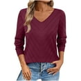 thumbnail image 6 of Winter Sweater for Women V-Neck Crochet Knit Shirt Lightweight Comfy Long Sleeve Pullover Fall Tops 2026, 6 of 9