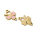 thumbnail image 2 of 10pcs 304 Stainless Steel Pink Enamel Shamrock Connector Charms Clover Links Golden 10x13x1mm Hole: 1.2mm, 2 of 3