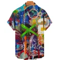 thumbnail image 1 of Summer Men's Shirts Colorful Graffiti 3D Printing Hawaiian Shirts Single Row Button Short Sleeves Men's Trend Loose Tops, 1 of 5