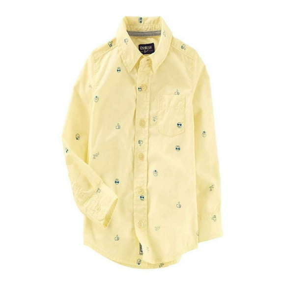 OshKosh B'gosh Big Boys' Button Front Shirt - Yellow Emoji - 10 Kids