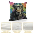 thumbnail image 4 of Orinice Music-Loving Monkey Graphic Decorative Cushion Throw Pillow Cover for Home Couch Living Room Sofa Square Soft and Durable 1PC 20x20in, 4 of 5