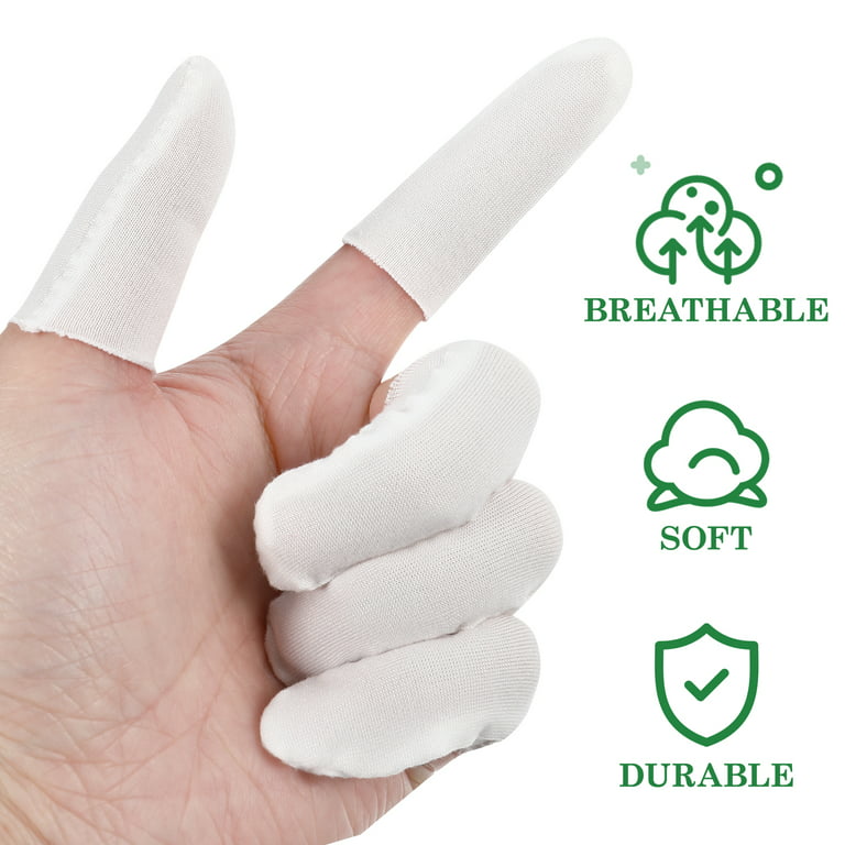 Homemaxs 200pcs Nonslip Finger Protection Sleeves Anti-Cutting Finger Covers Cotton Finger Cots Finger Protectors, White