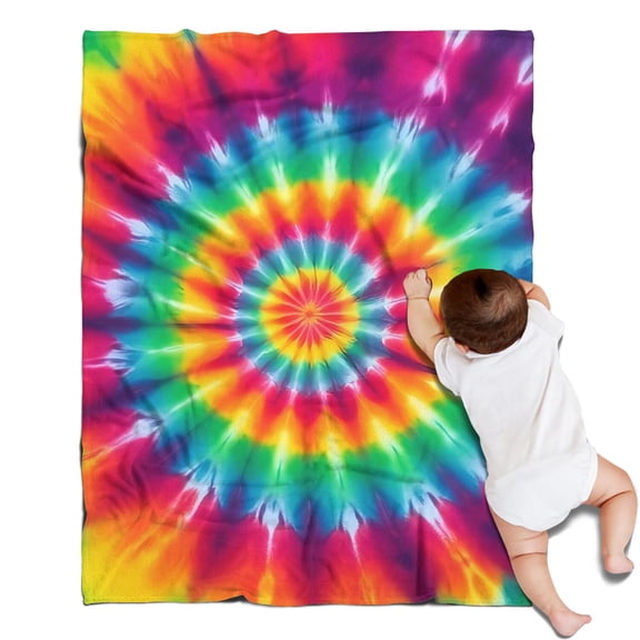 Rainbow Tie Dye Mandala Pattern Blanket,Comfortable Soft Flannel Throw Blanket,All Season,Warm Lightweight Blankets for Sofa Bed Couch Living Room Chair,30"x40"