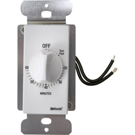 Lux 60 Minute Timer - Woods In-Wall 60-Minute Spring Wound Countdown Timer, White