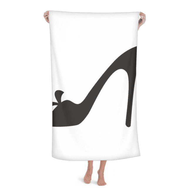 Black High Heels Flower Outline Pattern Hand Towel Bath Facecloth Soft Cotton Washcloth