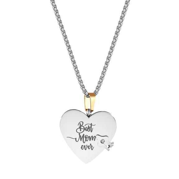 My Little Star Necklace for Mom, Stainless Steel Heart Book Pendant Jewelry Gift from Daughter and Son, Silvergold