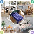 thumbnail image 6 of Blue Geometric Quatrefoil Pattern Rectangle Tablecloth 60"x120",Waterproof Polyester Rectangle Table Cloth, Wipeable Spillproof Polyester Tablecloth for Dining, Camping, Indoor and Outdoor, 6 of 6