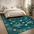 thumbnail image 3 of ODIKA 8'x10' Washable Area Rug Door Turtle Ocean Nautical Coral Reef Border Round Jellyfish for Living Room, Under Sectional, Family , Durable, Non-Slip, 3 of 7