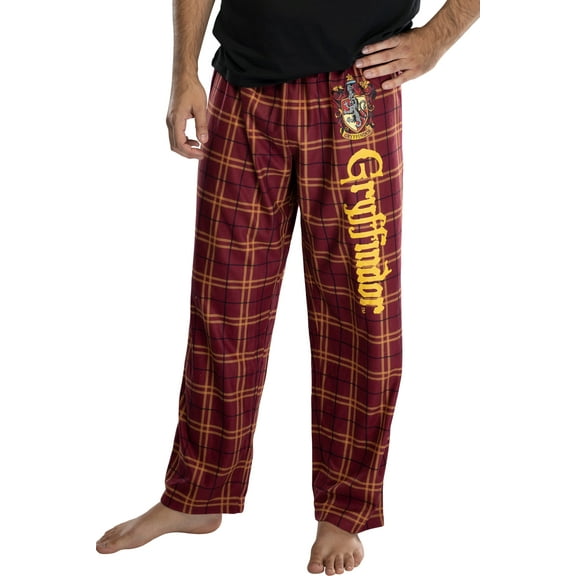 Harry Potter Men's Hogwarts House Crest Plaid Lounge Pajama Pants All 4 Houses Gryffindor Ravenclaw Slytherin Hufflepuff