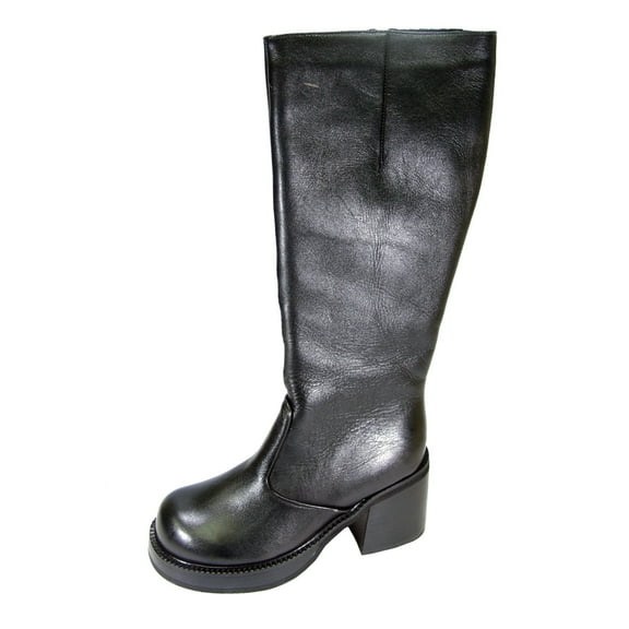 PEERAGE Terri Women's Wide Width Side Zip Leather Knee High Boots BLACK 5
