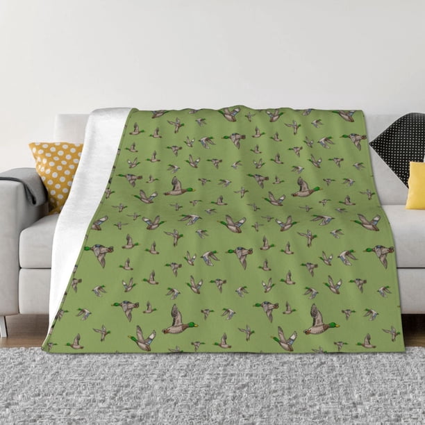 Balery Mallard Duck Manta de Franela con Dibujo, Lujo Ultra Suave y Cálido, Antipelusa y Resistente a las Arrugas para Cama, Sofá, Camping -80"x60"