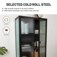 thumbnail image 4 of Retro Fluted Glass Storage Cabinet with Two Detachable Shelves, Dual Doors Corner Cabinet Buffet Sideboard with Metal Frame, Dust-free Tall Accent Cupboard with Storage for Living Room, Black, 4 of 7
