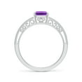 thumbnail image 2 of ANGARA Natural Emerald Cut 1.5 ct Amethyst Ring with Milgrain in 925 Sterling Silver for Women (Size-8x6mm) | February Birthstone, Anniversary, Jewelry Gift for Women | Natural Amethyst Ring, 2 of 8