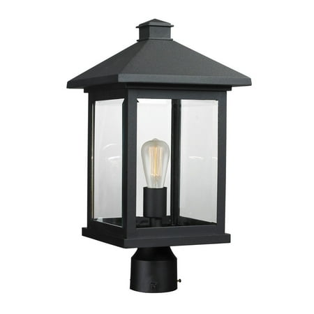 1 Light Outdoor Post Mount Lantern in Seaside Style 9.5 inches Wide By 18.5 inches High-Black Finish Bailey Street Home 372-Bel-1791172