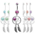 thumbnail image 1 of Stainless Steel Jeweled Dreamcatcher Dangle Belly Ring, 1 of 1