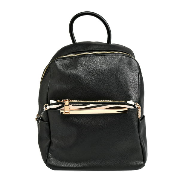 Time and Tru - Time and Tru Women's Black Faux Leather Backpack with ...