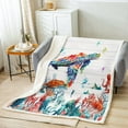 thumbnail image 2 of Watercolor Sea Turtle Sherpa Blanket,Cute Octopus Jellyfish Blanket Colorful Coral Seaweed Throw Blanket for Bed Chair Throw Size,Ocean Tortoise Reptile Fleece Blanket,White Striped Wooden Room Decor, 2 of 6