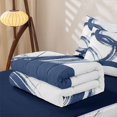thumbnail image 5 of Erosebridal Geometric Circle Zipper Queen Comforter Set with Fitted Sheet and 2 Pillowcases, Abstract Swirl Line Zipper Bedding Set, Blue White, Navy Reversible, 5 of 7