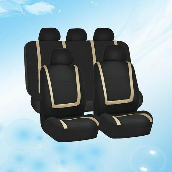 FONWILYO Universal Car Seat Cover with Cloth and Sponge Material for Use Modern and Simple Design Fits Most Seats Khaki Color