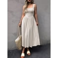 thumbnail image 2 of Women'S Summer Maxi Dress Sleeveless Square Neck Casual Beach Sundress with Pockets, Flowy Patchwork Knit White L, 2 of 6