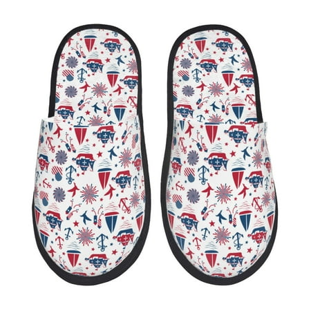 

Tideii Happy Columbus Day for Home Indoor Cotton Slippers Autumn and Winter EVA Plush Slippers Household Supplies Unisex-Large