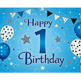 thumbnail image 6 of Blue Themed Happy 1 Birthday Banner with Balloons Stars and Gift Box Party Decoration Backdrop for Birthday Party Photography Props Kids Party Decorations, 6 of 7