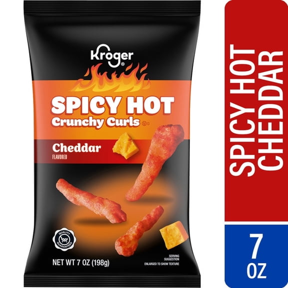 Crunchy Spicy Hot Cheddar Cheese Curls Chips 7 oz