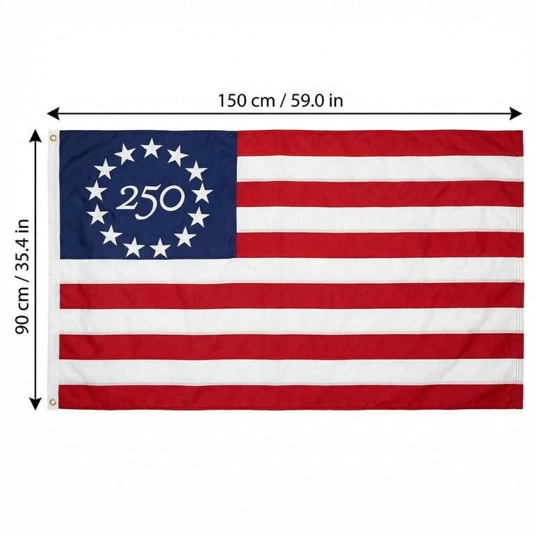 250th Anniversary American Flag, 250 Years of Freedom Double Sided