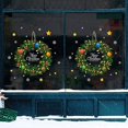 thumbnail image 3 of Corona de Navidad se adhiere a la ventana, 2 piezas de corona verde con adornos y pegatinas de ventana con diseño de frutas, pegatinas de ventana impresas con copos de nieve, decoración navideña JAMW Sencillez, 3 of 5