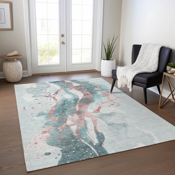 Addison Rugs Machine Washable Indoor/ Outdoor Modern Splash Chantille Rug 10' x 14' - Teal