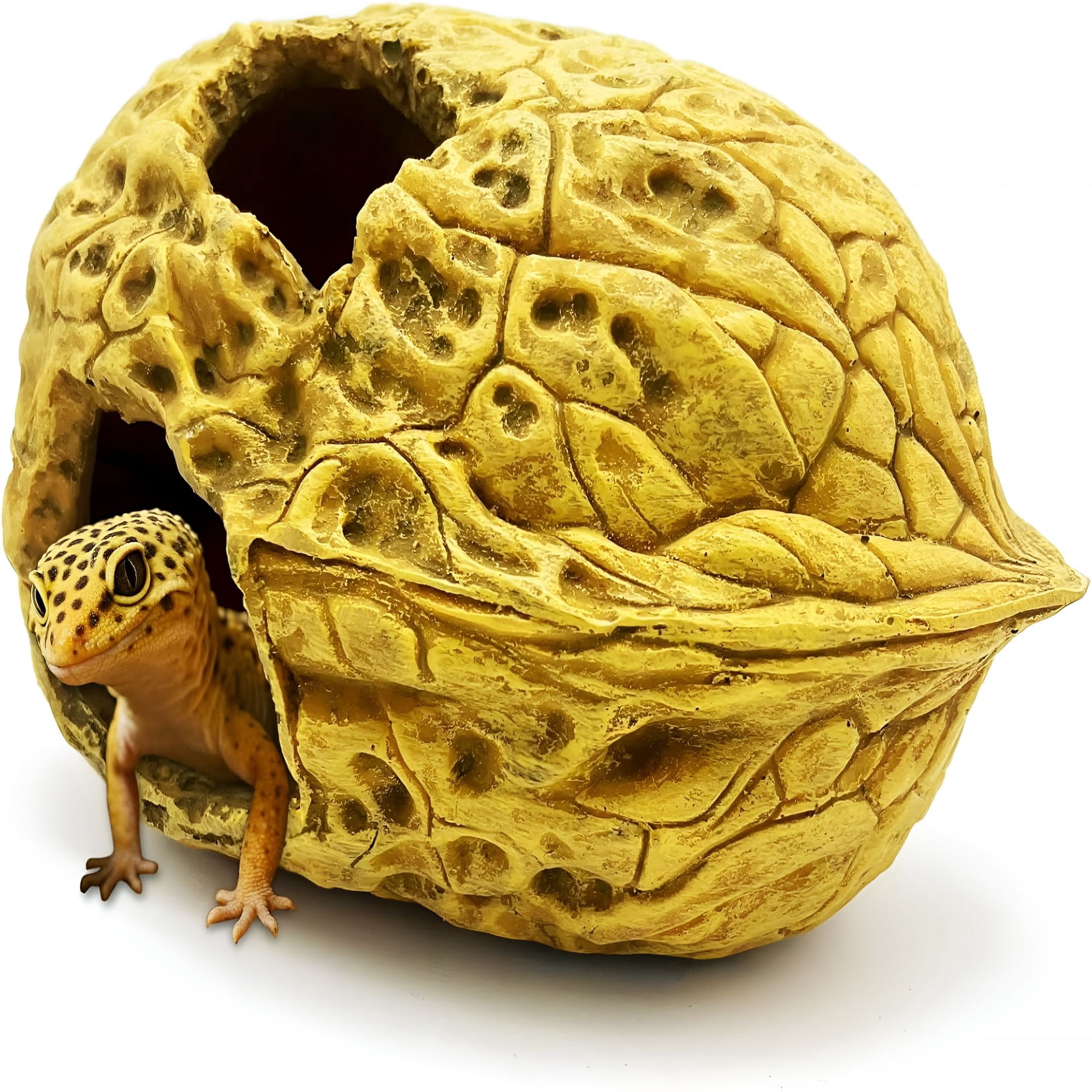 XIBUFE Pumpkin Leopard Gecko Hide Reptile Bearded Dragon Tank Hideout Caves Accessories Halloween Turtle Lizard Snake Décor Amphibian Habitat Tortoise Terrarium Decoration