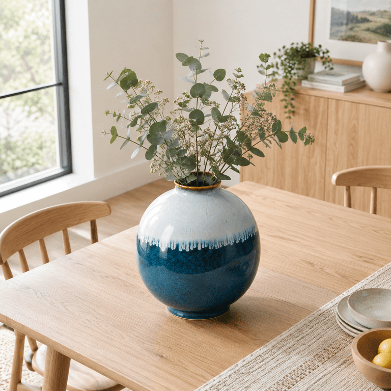 Seven Inhes Blue Ceramic Floor Vase 12.5 Inch Large - Walmart.com