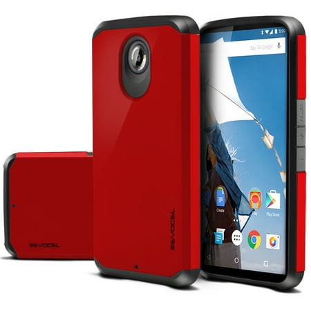 Nexus 6 Case, Evocel [Lightweight] [Slim Profile] [Dual Layer] [Smooth Finish] [Raised Lip] Armure Series Phone Case for Motorola Nexus 6 (2014 Release), Fire Engine