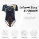 thumbnail image 4 of Balery Starry Sky Moon Wolf Leader Body de cuello redondo de manga corta para mujer Tops de manga corta Tops básicos-Medium, 4 of 7
