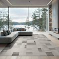 thumbnail image 2 of ODIKA 8'x10' Beige Structured Interlocking Grid Contemporary Geometric Ivory Washable Area Rug None for Dining Room, Large Office, Lounge, Non-Slip Chair-Friendly Mat, 2 of 7