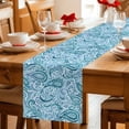 thumbnail image 5 of Light Blue Teal Table Runner - 108 Inch Long Retro Botanical Abstract Art Cotton and Linen Blended Dress Scarves Farmhouse Table Runner for Kitchen Dining, Coffee Table, 13" x 108", 5 of 8