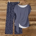 thumbnail image 4 of Naotn Women Two Piece Sets Summer Side Short Sleeve Knot Top Leopard Print Wide Leg Pants Matching Casual Set, 4 of 4