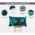 thumbnail image 3 of Vargottam Lumbar Pillow Cover - Decorative Pillow Covers 20x12 Inches, Printed Teal Blue Theme Pillowcase, Decorative Lumbar Cushion Covers, 3 of 4