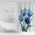 thumbnail image 4 of Small Stall Shower Curtain 36x78 Inch Narrow Half Size Tulip Floral Bath Curtains Bathroom Decor Elegant Flowers Blue Floral Spring Waterproof Fabric Shower Curtain Set with Hooks 36 Inch, 4 of 6