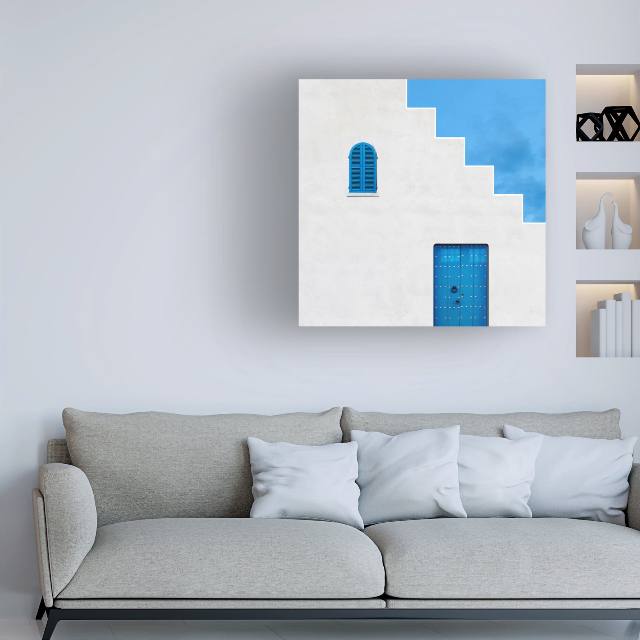 Canvas Wall Art - Alfonso Novillo 'Life In Blue' Wall Art for Living Room, Bedroom, or Office Décor by Trademark Fine Art - 35 x 35 Inches