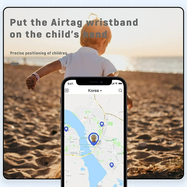 Lot de 2 bracelets pour enfants Airtag, bracelet GPS pour enfants  compatible avec Apple Air Tag, étui de suivi en nylon pour bracelet de  montre 