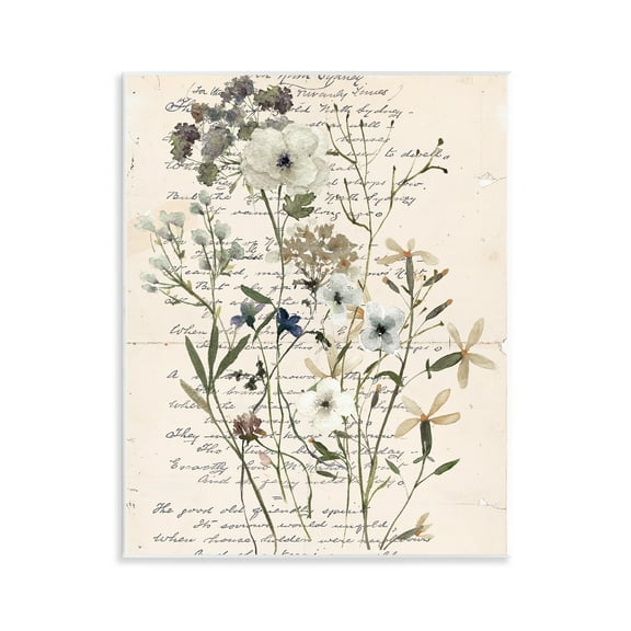 Stupell Industries Vintage Pressed Flowers Plants & Flowers Painting Unframed Art Print Wall Art, 11 x 14
