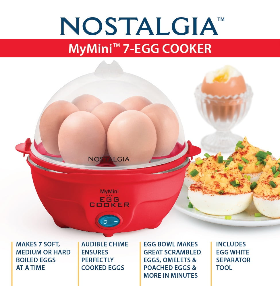 NEW Nostalgia Mymini My Mini 7-Egg Cooker Red Makes Soft/Medium