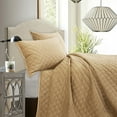 thumbnail image 2 of HiEnd Accents Velvet Diamond 1 Piece Quilt, Gold Solid Color Modern Classic Bedding, Twin, 2 of 5