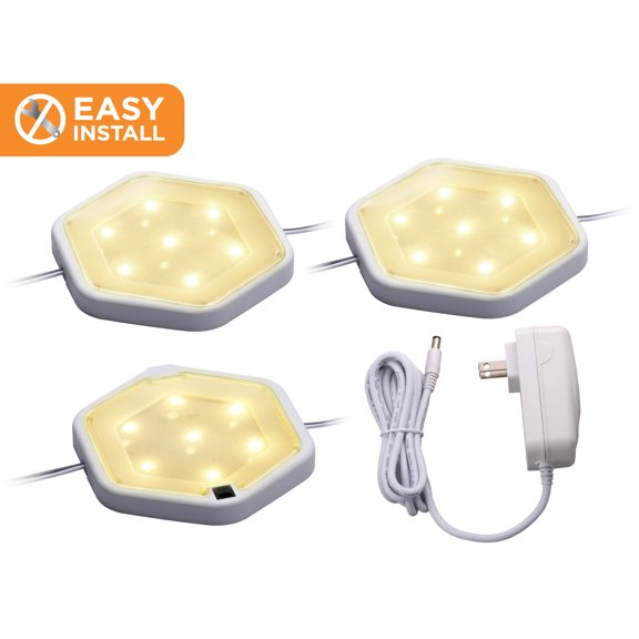 BLACK DECKER LED Under Cabinet Puck Light Kit, Warm White, 3-Pack