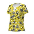 thumbnail image 2 of Goofa Honeybee Pattern Womens Deep V Neck Low Cut Tops Casual Summer Short Sleeve Ribbed Knit T-Shirts-Small, 2 of 5