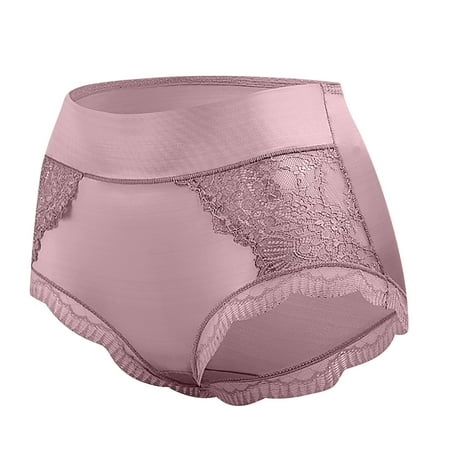 Summer Savings  Women s Plus Size Underwear  Cotton Crotch  Mid Waist  Flat Angle  Solid Color Lace  Comfortable Fit  Everyday Use  Seamless Design  Plus Size Clothes | Pink XL  Sopatenor