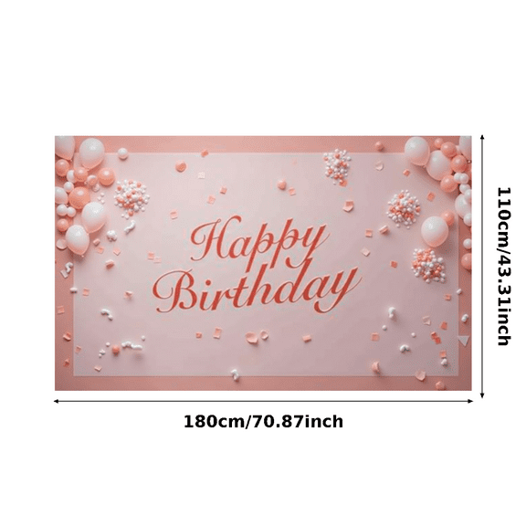 Soft Pink Birthday Banner Pastel Balloons Decorative Backdrop for Kids Celebration Indoor Party Photo Shoot