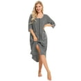 thumbnail image 3 of Eternatastic Womens Zipper Robe 3/4 Sleeves Loungewear Dress Full Length Sleepwear Pockets Housecoat Nightgown Long Bathrobe, 3 of 7
