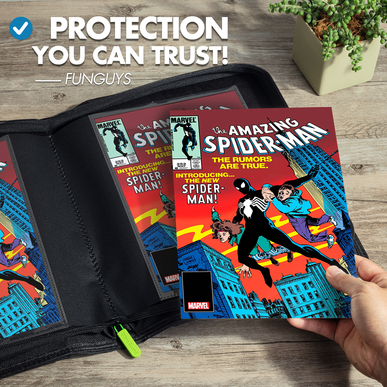 FunGuys Comic Book Binder, 1 Pocket, Holds 32 Comic Book, Black and Black